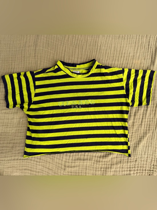 Guess Tops - Vintage af GUESS Green and Black Striped Tee